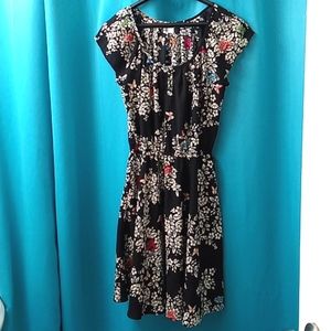 LC Lauren Conrad Black Floral design dress